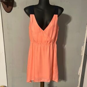 S/P American Eagle peach orange pink sleeveless v-neck lined midi dreas